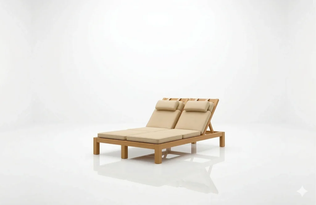 Luxury Double Teak Sun Lounger with Cushions