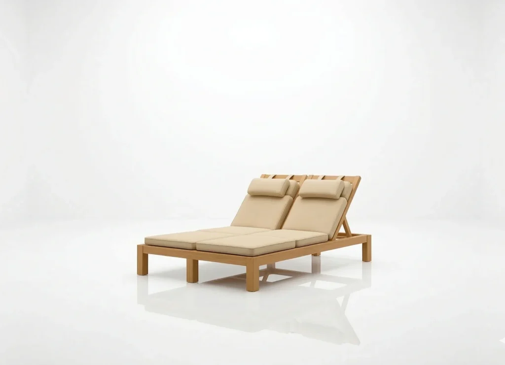 Luxury Double Teak Sun Lounger with Cushions