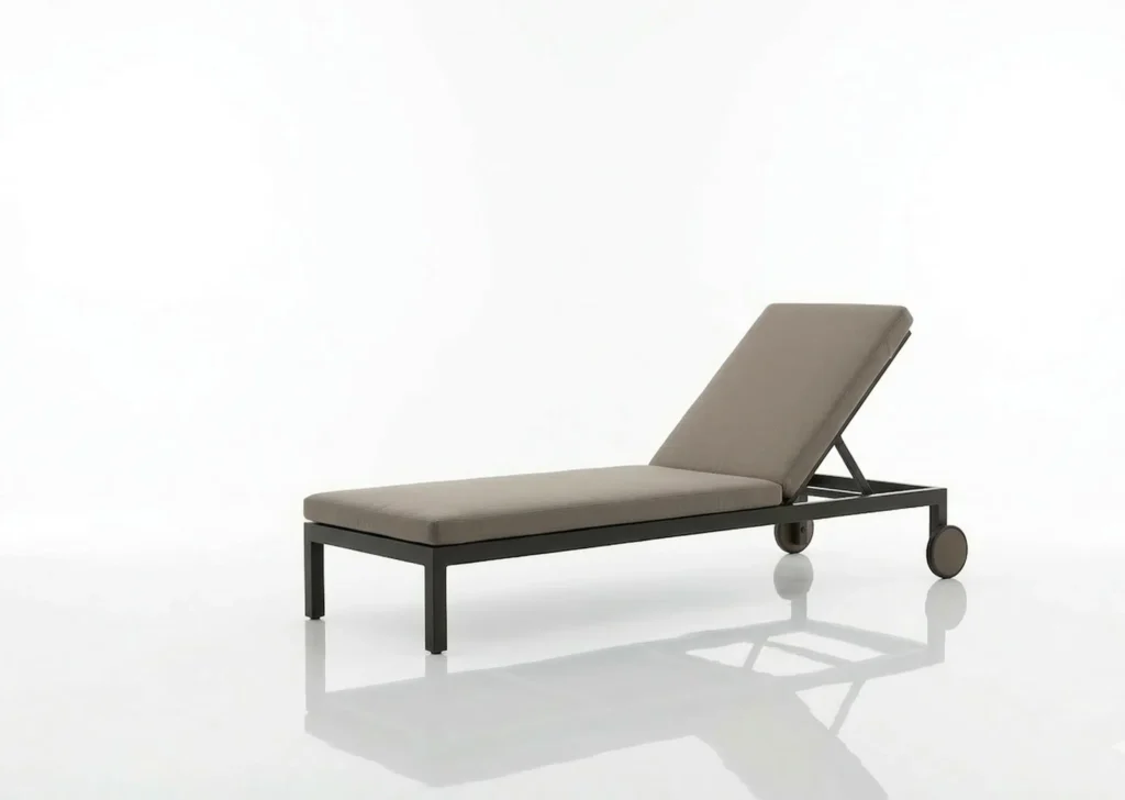 Durable aluminium and cushion with wheels metal sun lounger supplier malaysia