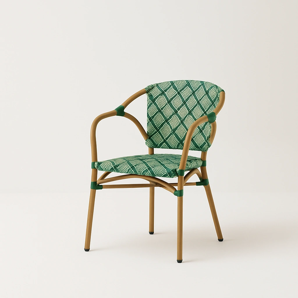 Woven rattan & aluminium chair