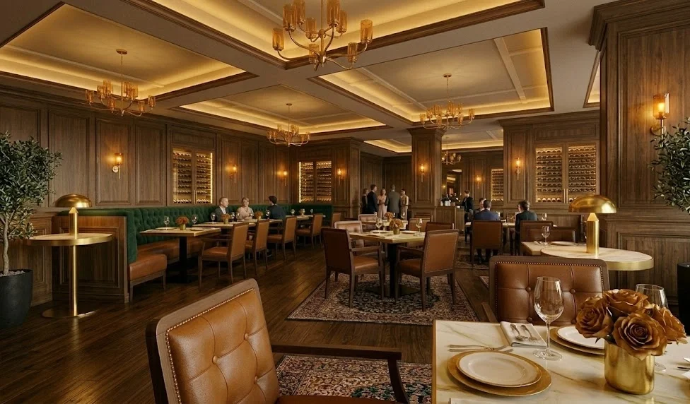 How to select restaurant furniture Close-up of premium upholstery and artisan stitching on a bespoke commercial seat from a top leather dining chair supplier Malaysia.