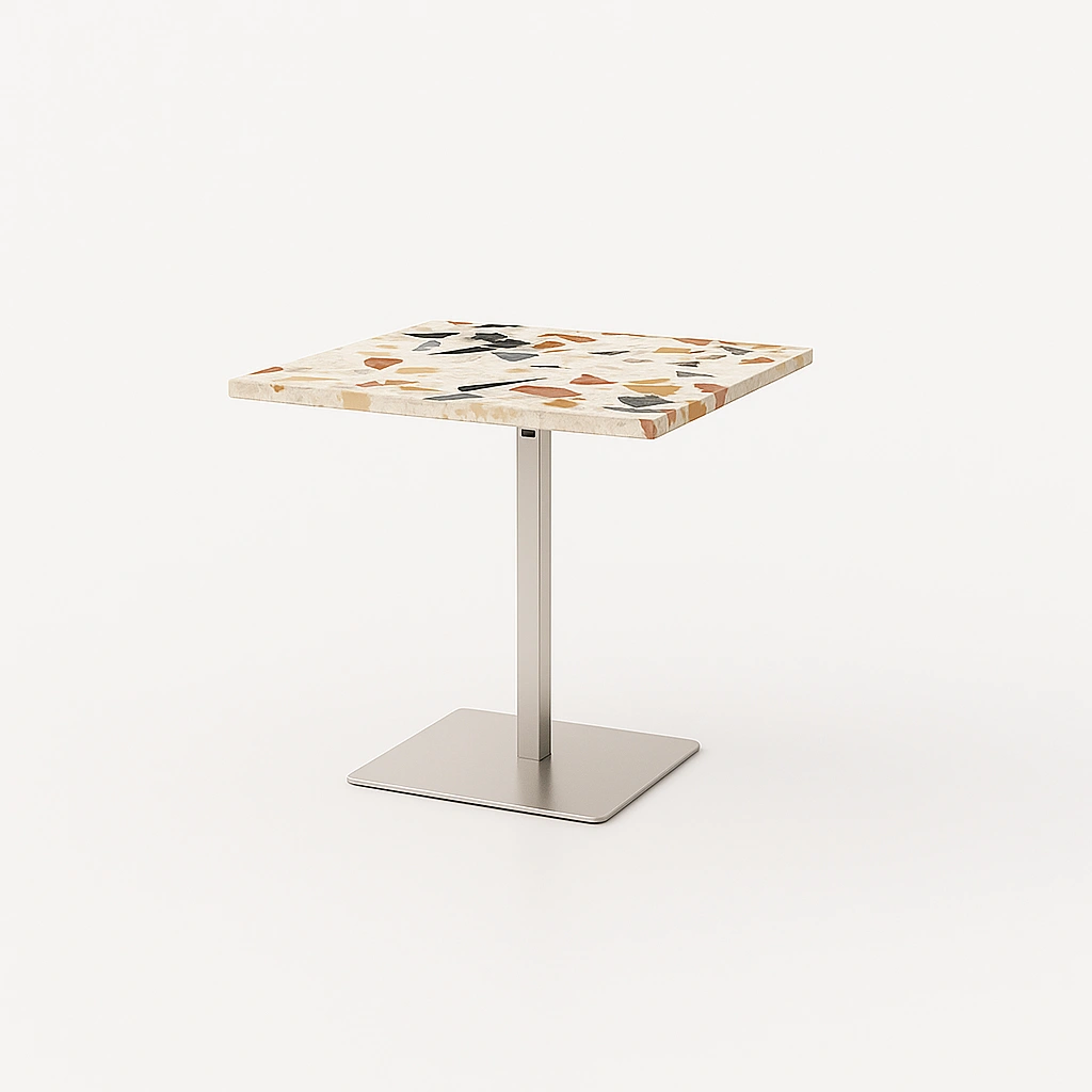 TERRAZO DINING TABLE WITH STAINLESS STEEL BASE