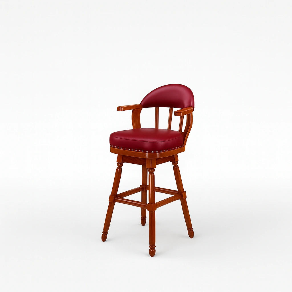 RESTAURANT BAR CHAIR IN TEAK WOOD & LEATHER