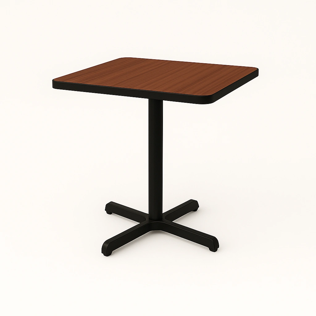a table with a black base