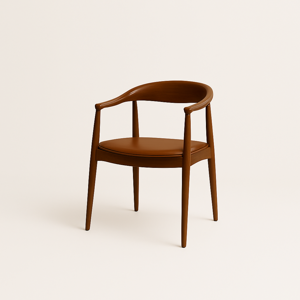 Dining chair with leather seat