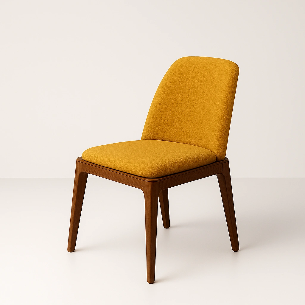 a yellow chair with wooden legs for restaurants & homes
