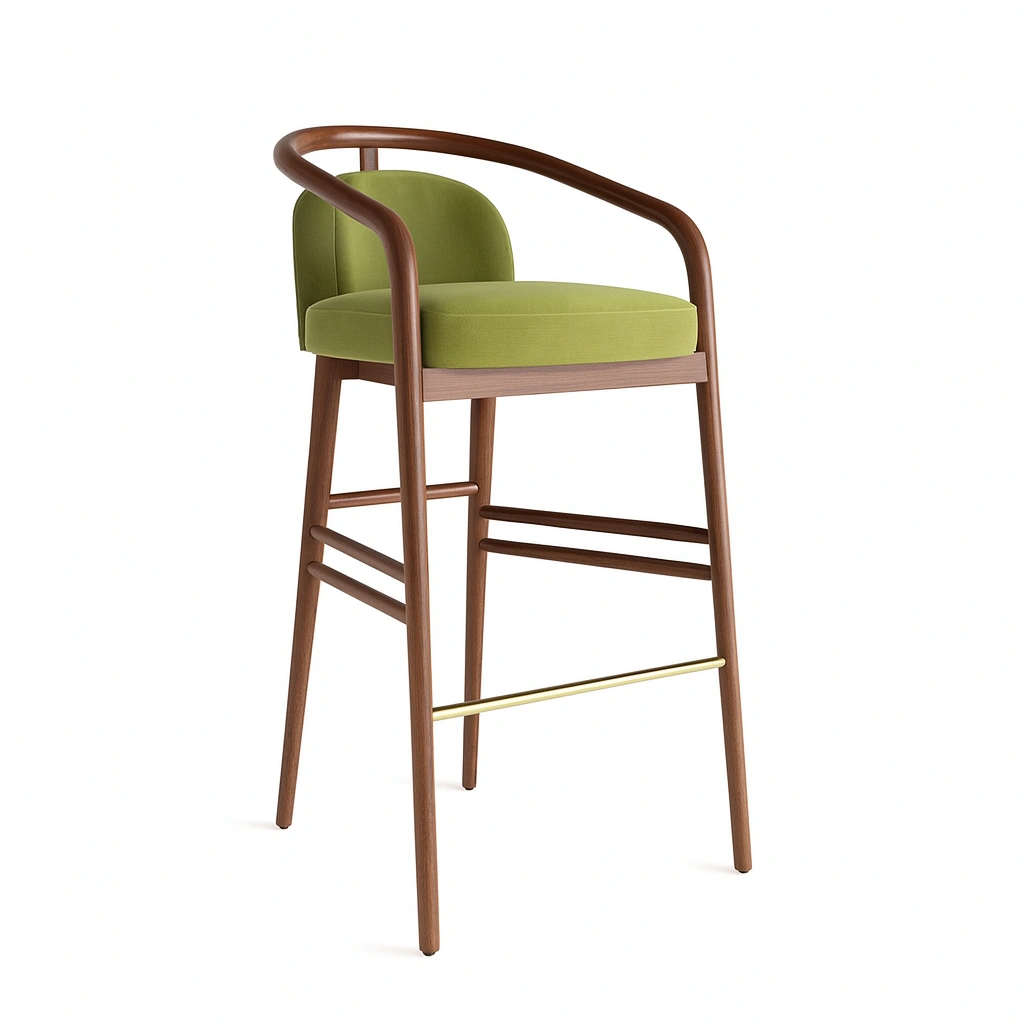 essex bar stool with green synthetic leather upholestry