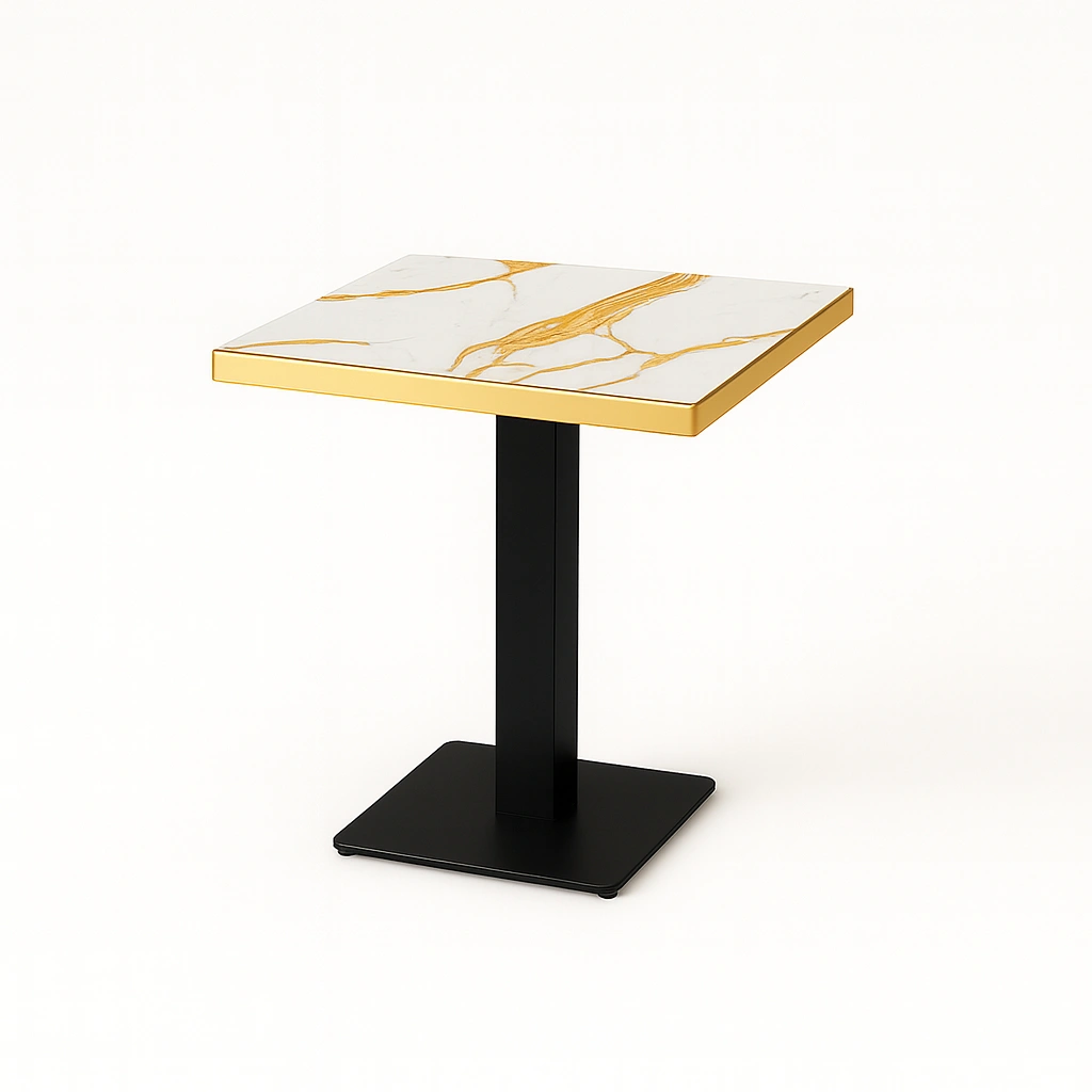 a white and gold edged table, premium table