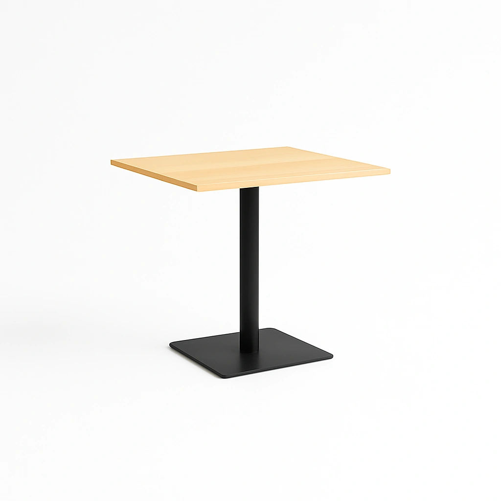 a table with a black base