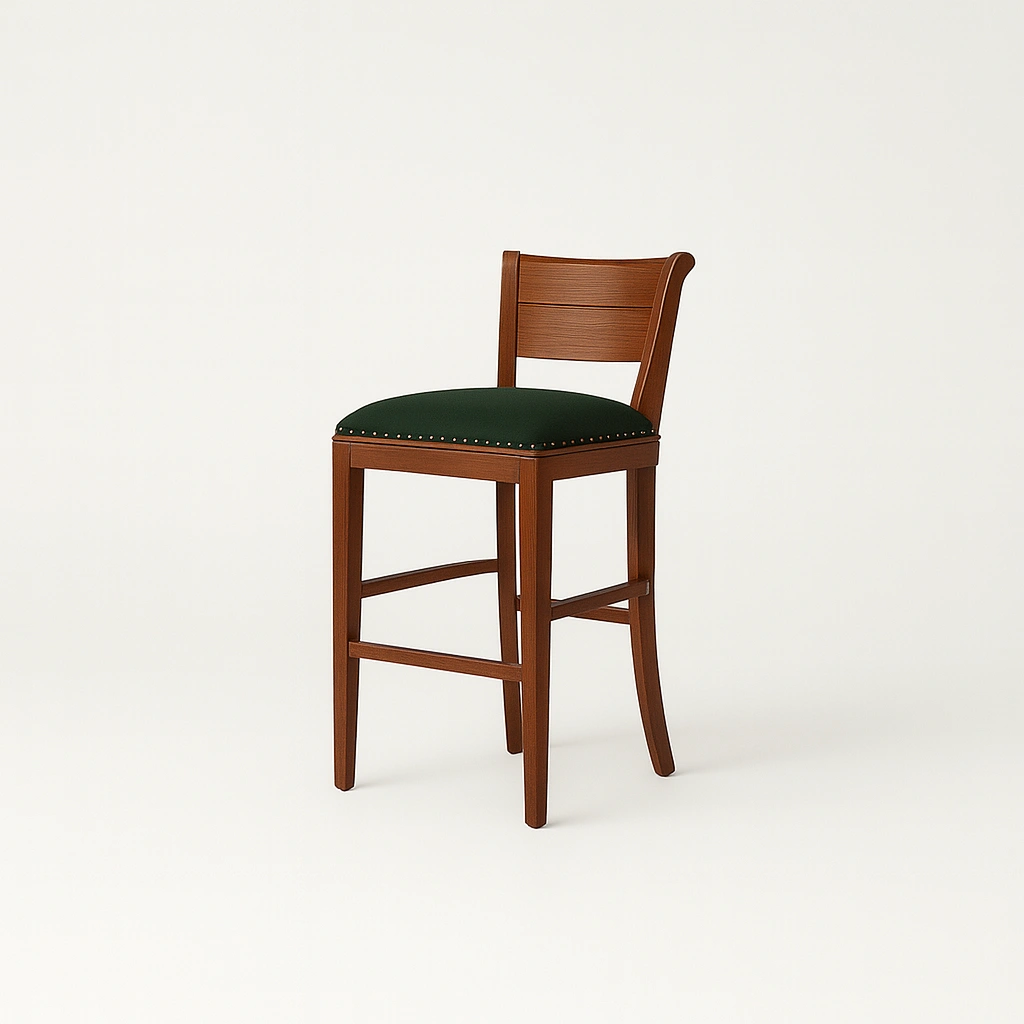 SOLID WOOD BAR CHAIR WITH LEATHER SEAT