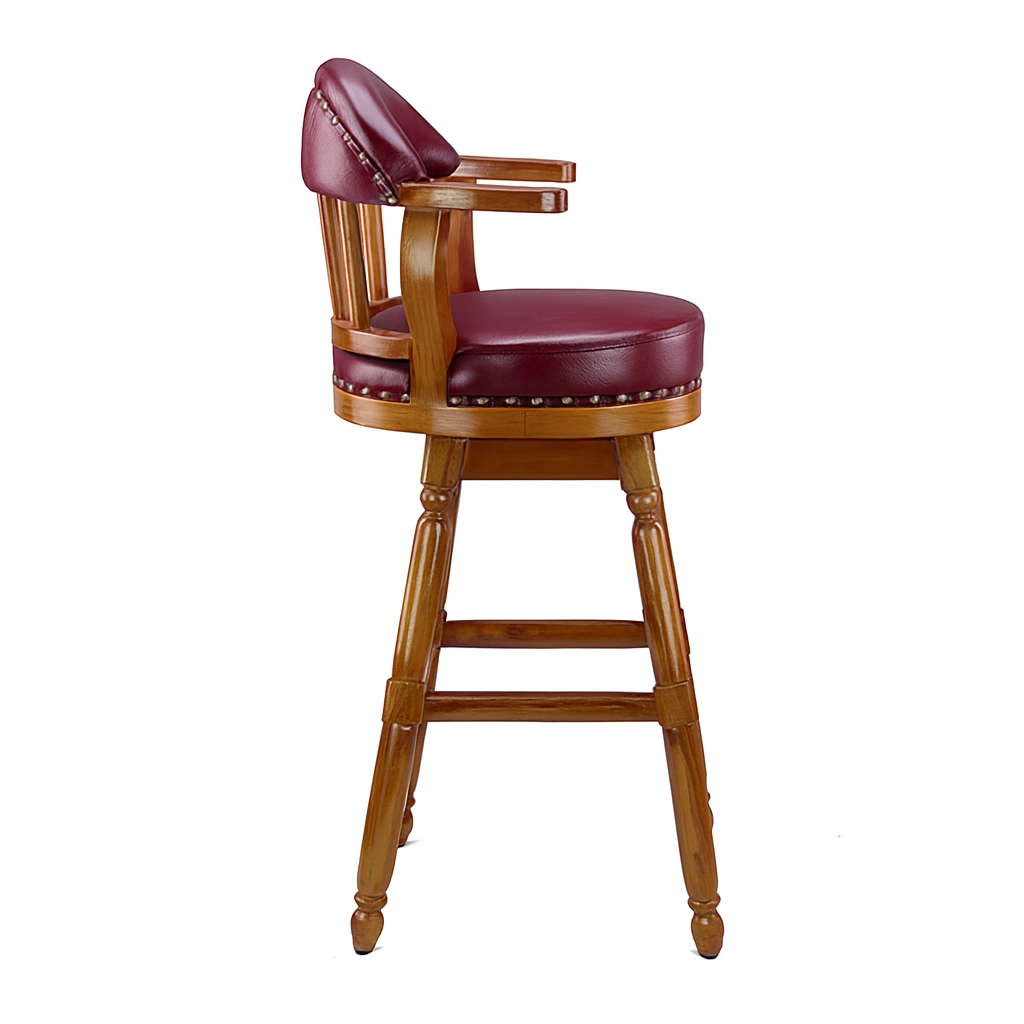 RESTAURANT BAR CHAIR IN WOOD & LEATHER