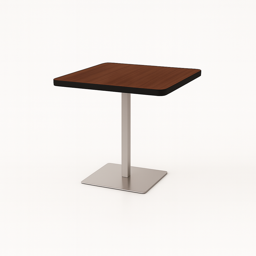 a table with a metal base