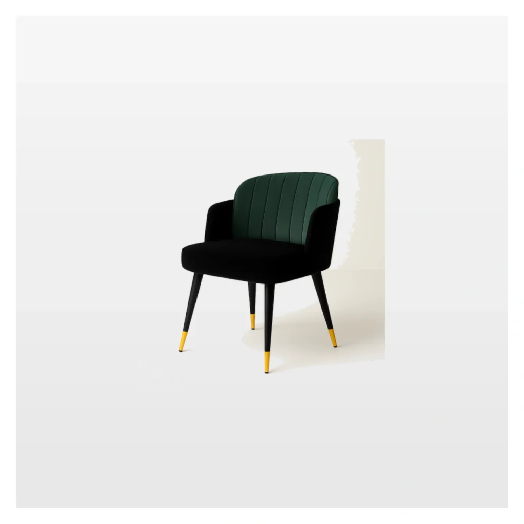 Restaurant chair with a black and green chair with legs