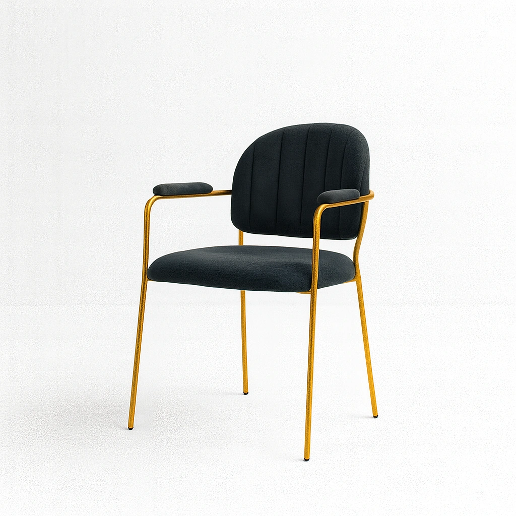 Black fabric & golden color dining chair