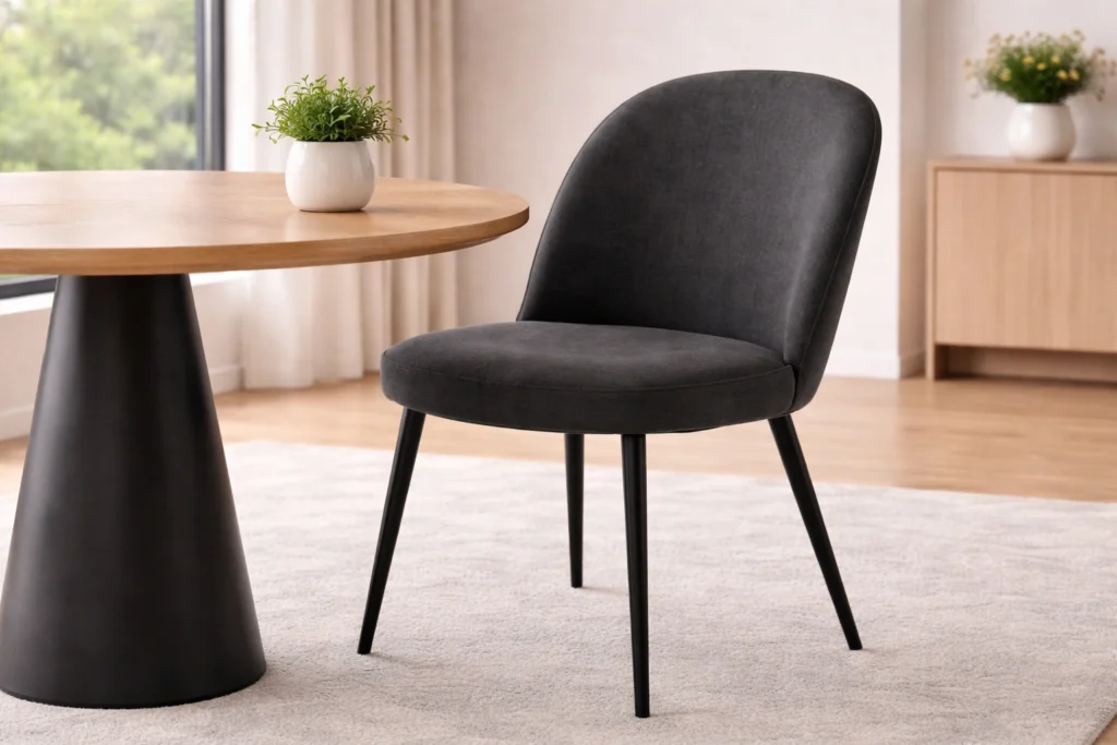 Black velvet dining chair