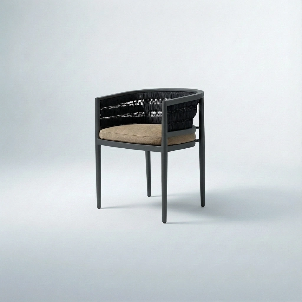 Aluminium chair with handwoven rope