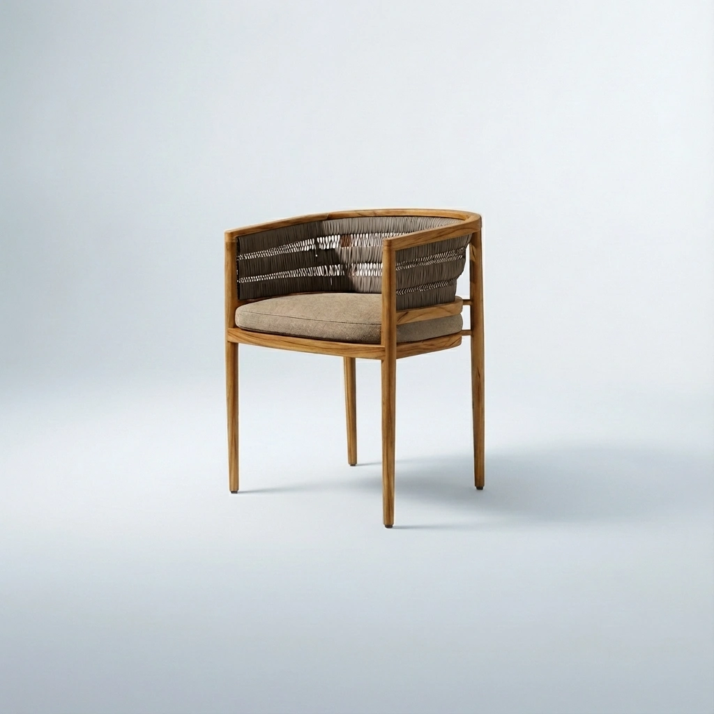 Stylish teak wood chair with cushion