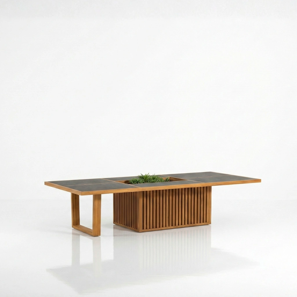 outdoor bar table, Teak wood with Sintered stone