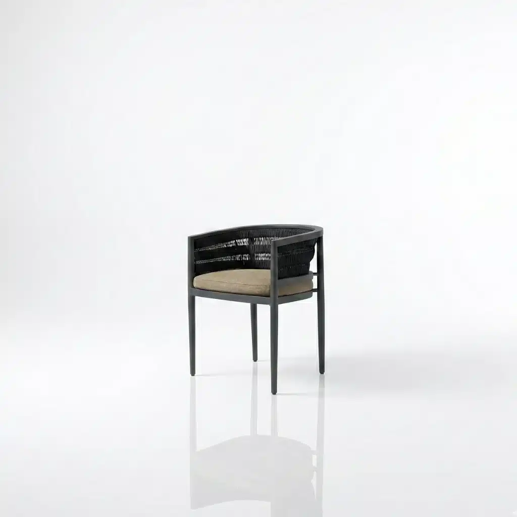 black Aluminum frame outdoor dining chair