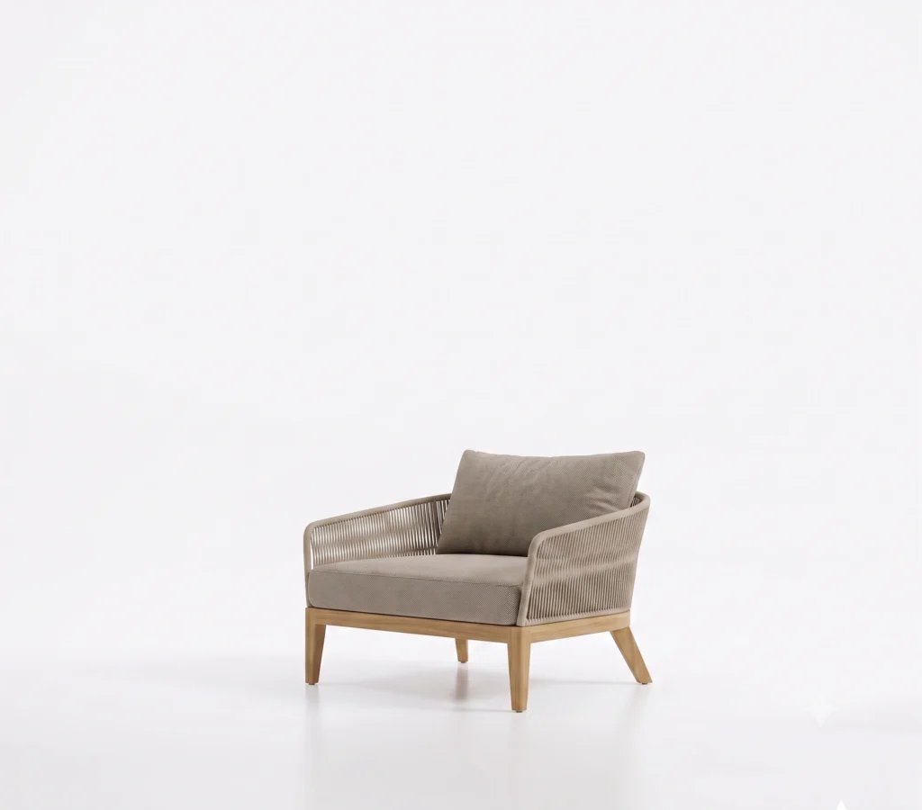 teak and rope outdoor sofa
