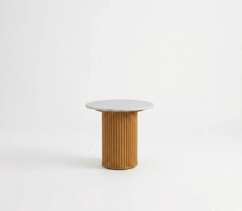 folia teak and sintered stone side table