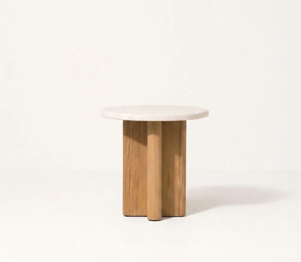 Aura teak and terrazo side table