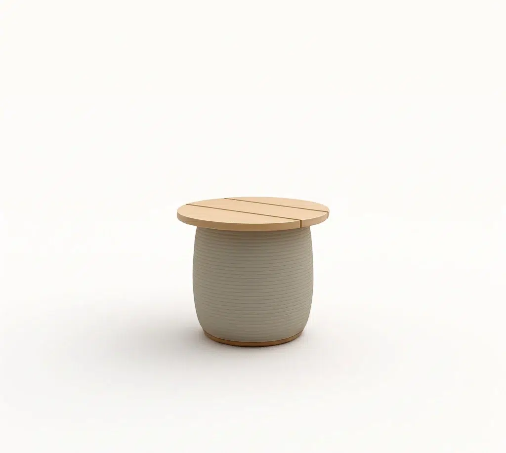 designer teak and rope side table