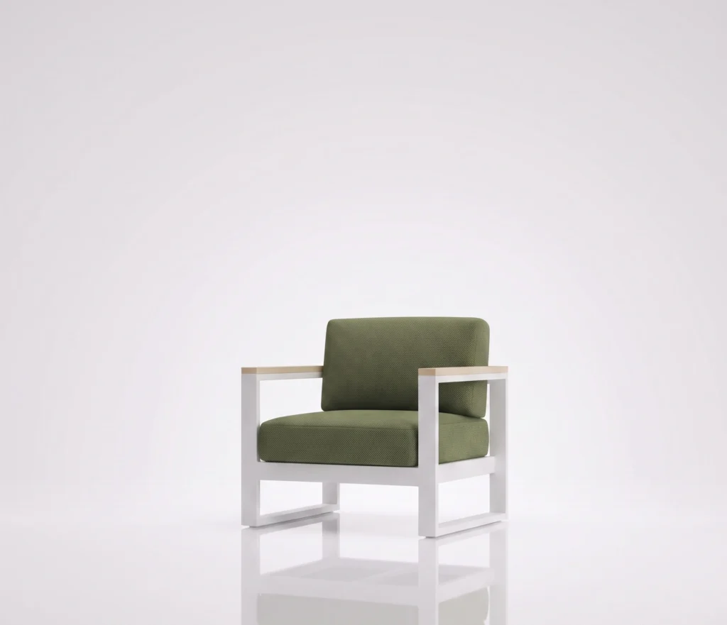 aluminum and teak outdoor sofa