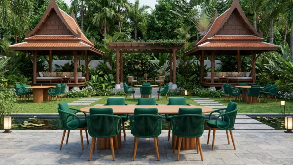 outdoor villa dining set Maldives