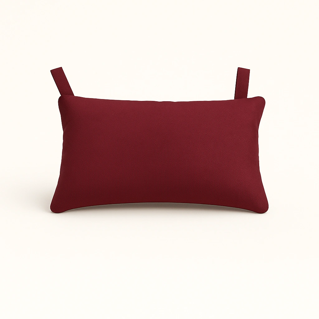 Burgundy sun lounger neck pillow with tab ties