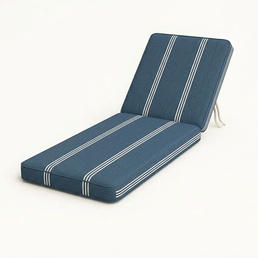 Navy stripe outdoor sun lounger cushion, Sunbrella fabric supplier Malaysia